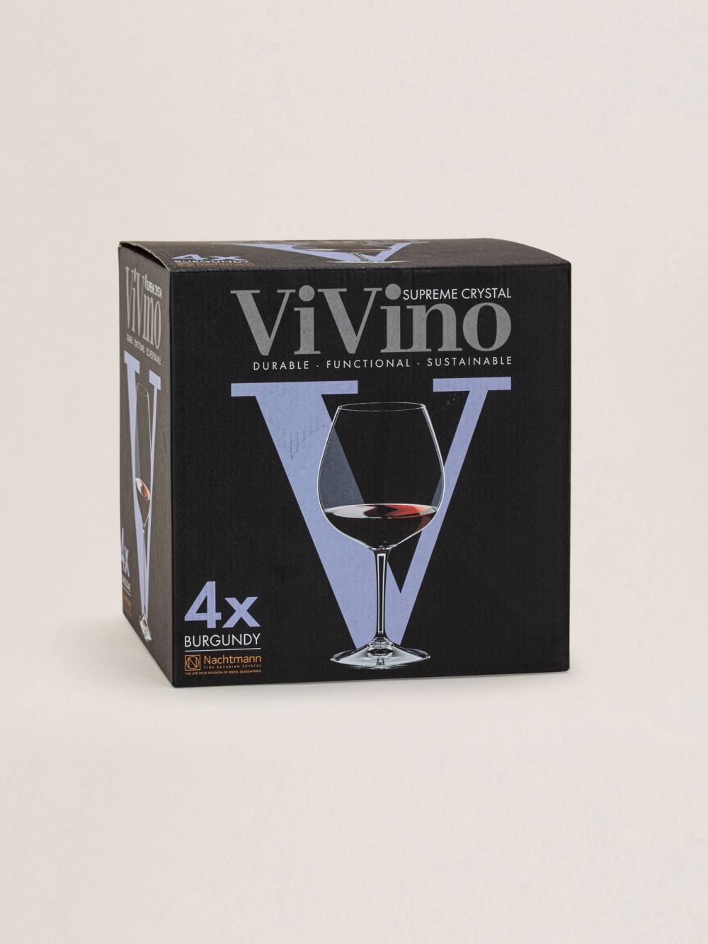 סט 4 כוסות יין קריסטל BURGUNDY מבית VIVINO
